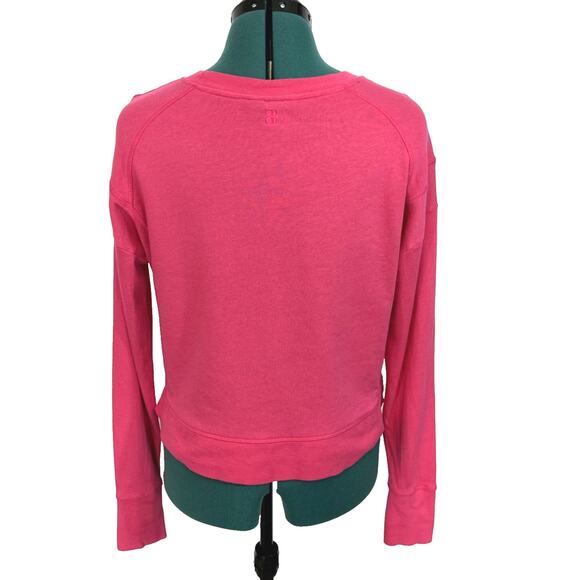 Sweaty Betty After Class Crop Sweatshirt Crewneck Organic Cotton Dark Pink Small - Picture 3 of 10